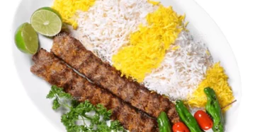 کوبیده با برنج دو سیخ